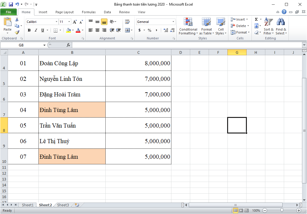 cách lọc dữ liệu trùng trong Excel