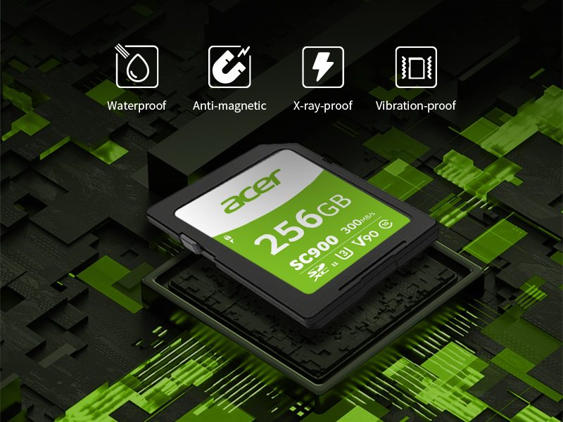 Acer'ѕ tough SC900 memory card iѕ waterproof, Xray proof, vibration proof , ѕhock resistant 