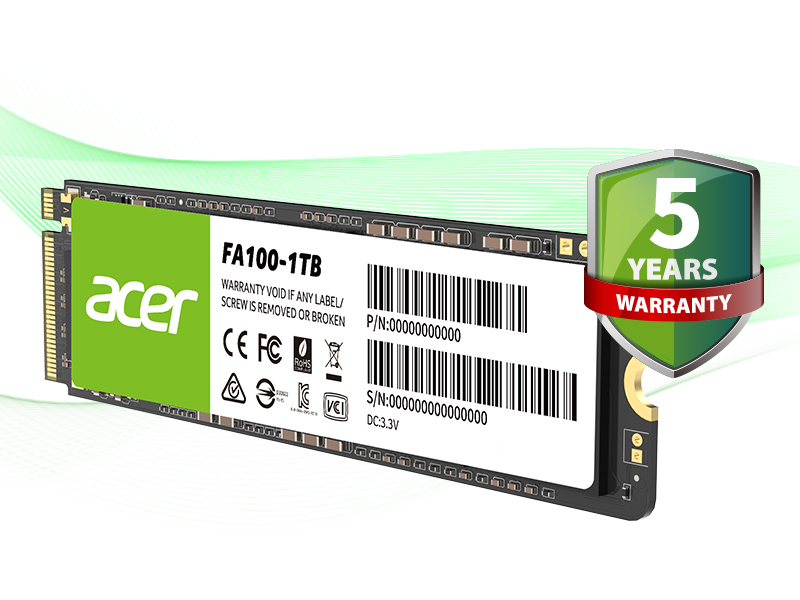 SSD Acer FA100 NVMe PCIe 5-Year limited warranty