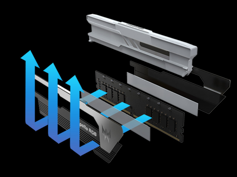 Apollo DDR4 pure aluminum heatsink, 1.2mm thick for best heat dissipation