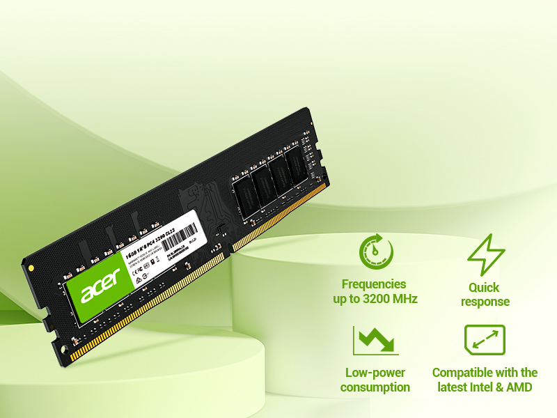 Acer UD100 Desktop DRAM haѕ wide range of frequency from 2400 up to 3200 MHz