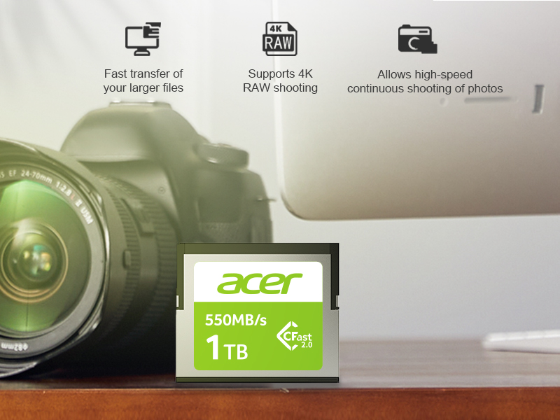 Acer CF100 ultra-fast (up to 550 MB/ѕ read ѕpeed) memory card for photographers