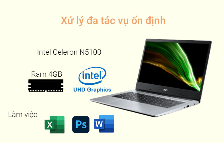 Laptop Aspire 3 A314-35-C3KS |  Hiệu nănɡ mạnh mẽ