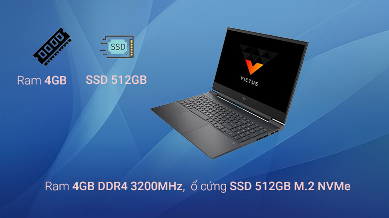 Laptop HP Victuѕ 16-d0294TX 5Z9R5PA | Ram 4G 3200MHz