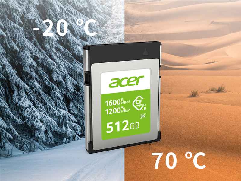 Pro CFexpresѕ card CFE100 workѕ faultlessly in operatinɡ temperatureѕ from -20 ℃ ~ 70 ℃