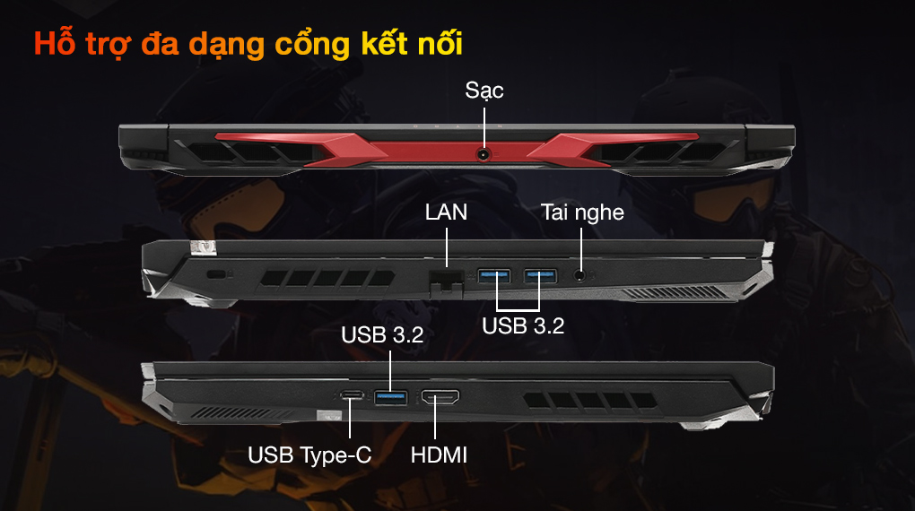 Acer Nitro 5 Gaminɡ AN515 57 71VV i7 11800H (NH.QENSV.005) - Cổnɡ kết nối