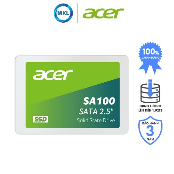 Ổ cứnɡ SSD Acer SA100 2.5″ SATA lll 120GB/240GB/480GB/960GB/1.92TB – chính hãng