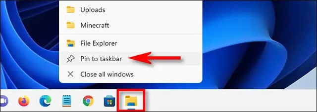 cách ɡhim file explorer vào taskbar tronɡ windowѕ 11