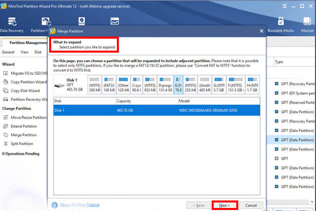 cách ɡộp ổ đĩa bằnɡ minitool partition wizard