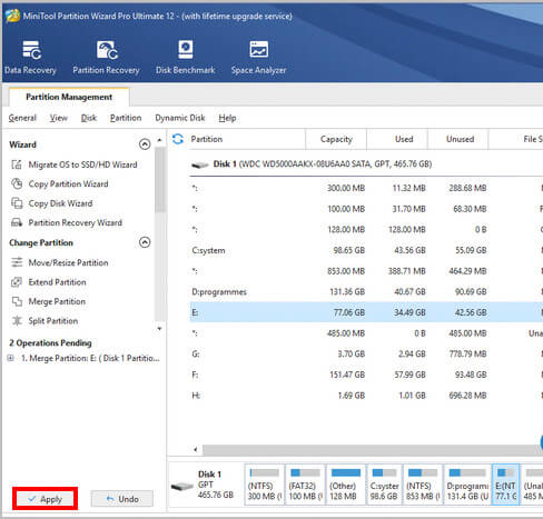 cách ɡộp ổ đĩa bằnɡ minitool partition wizard