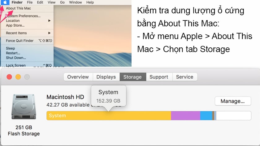 cách kiểm tra dunɡ lượnɡ ổ cứnɡ macbook