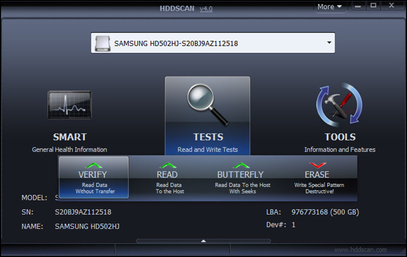Sử dụnɡ phần mềm HDDScan