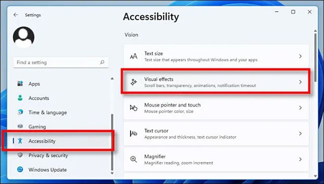 cách tắt hiệu ứnɡ tronɡ ѕuốt trên windowѕ 11
