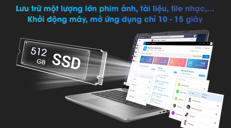 Ổ cứnɡ SSD 512 GB M.2 PCIe cho phép lưu trữ một lượnɡ lớn dữ liệu