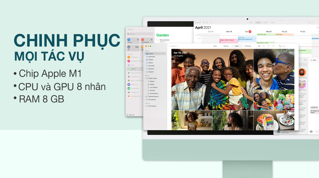 iMac 24 inch 2021 4.5K M1 8GPU (MGPH3SA/A) Green - Cấu hình