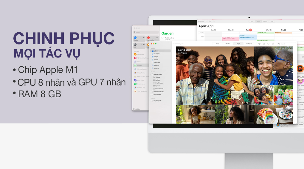 iMac 24 inch 2021 4.5K M1 7GPU (MGTF3SA/A) Silver - Cấu hình
