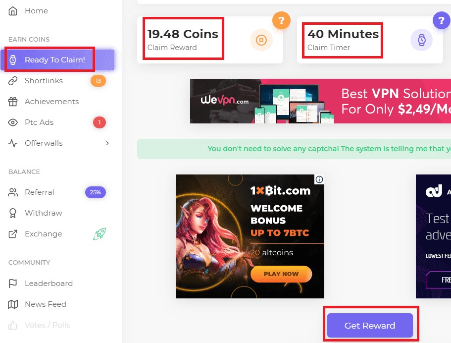 kiếm coin từ Faucet Crypto