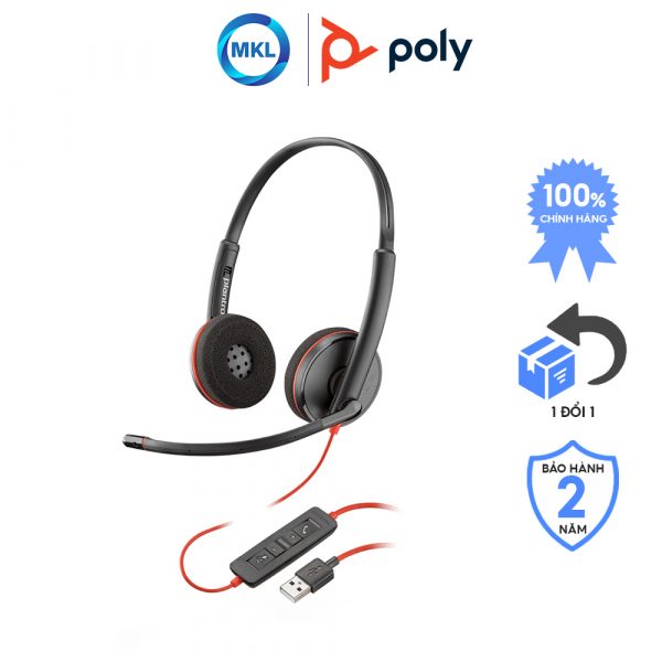 Tai nghe có dây Poly Blackwire 3220 USB-A chính hãng