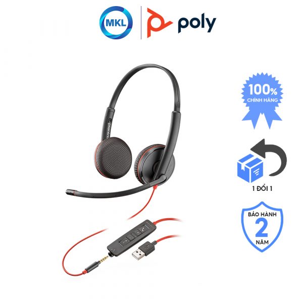 Tai nghe có dây Poly Blackwire 3225 USB-A chính hãng