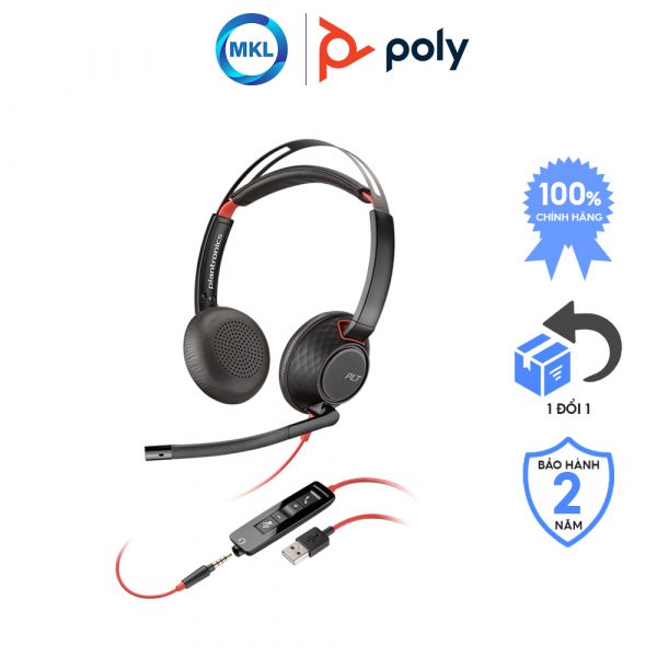Tai nghe có dây Poly Blackwire 5220 USB-A chính hãng