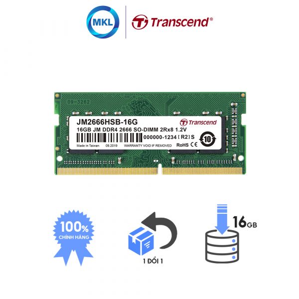 Ram Laptop Transcend DDR4 16GB 2666Mhz SO-DIMM chính hãng
