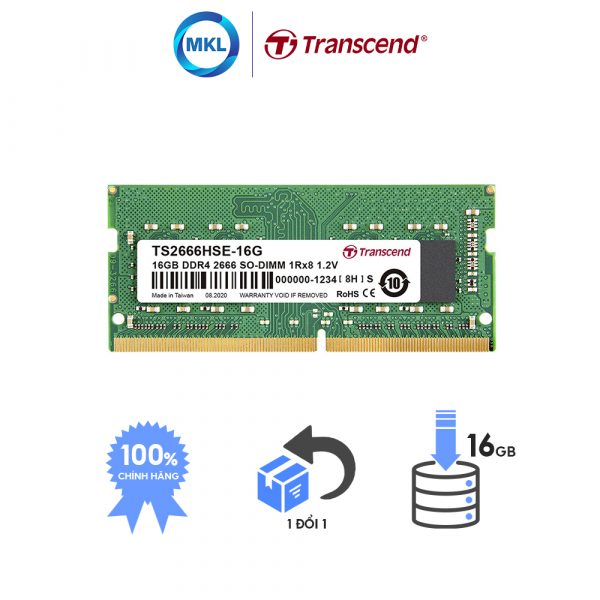 Ram Laptop Transcend TS-RAM DDR4 16GB 2666Mhz SO-DIMM chính hãng