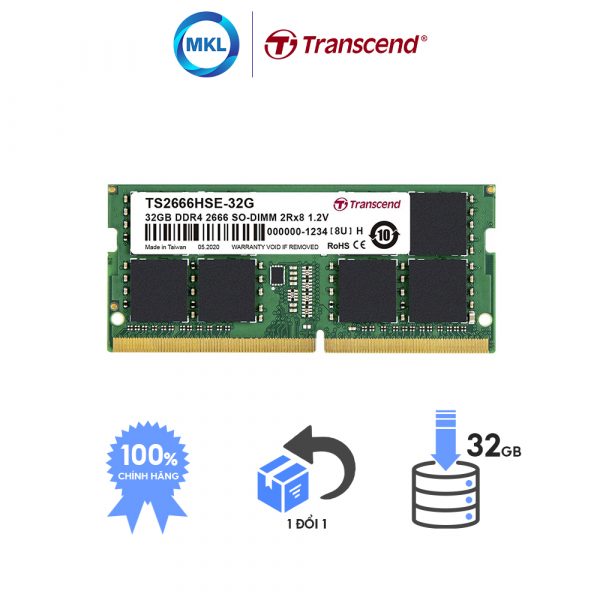 Ram Laptop Transcend TS-RAM DDR4 32GB 2666Mhz SO-DIMM chính hãng