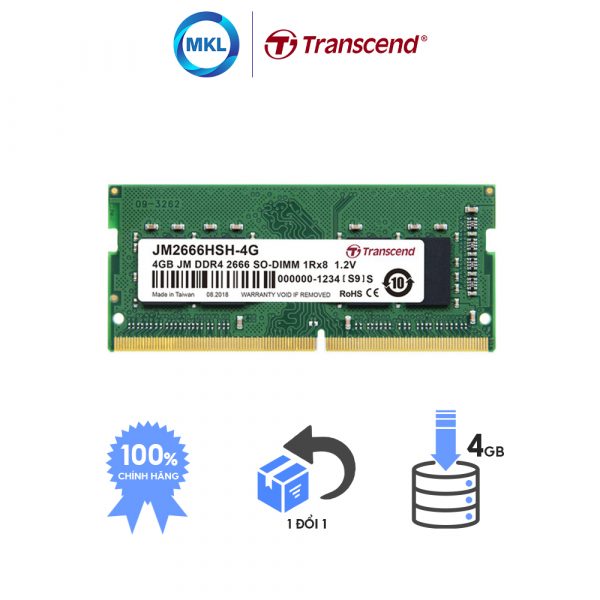 Ram Laptop Transcend JetRam DDR4 4GB 2666Mhz SO-DIMM chính hãng