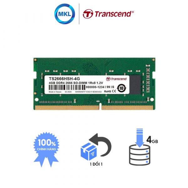 Ram Laptop Transcend TS-RAM DDR4 4GB 2666Mhz SO-DIMM chính hãng