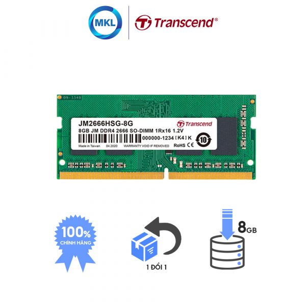 Ram Laptop Transcend JetRam DDR4 8GB 2666Mhz SO-DIMM chính hãng