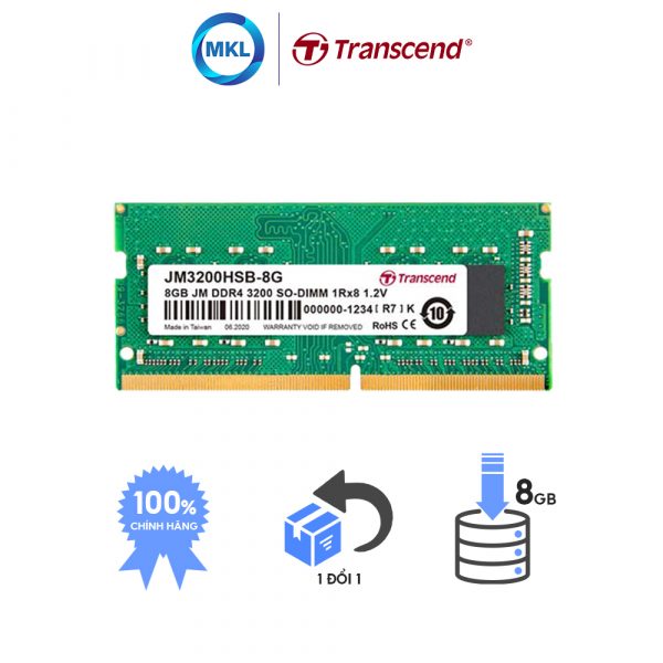 Ram Laptop Transcend JetRam DDR4 8GB 3200Mhz SO-DIMM chính hãng