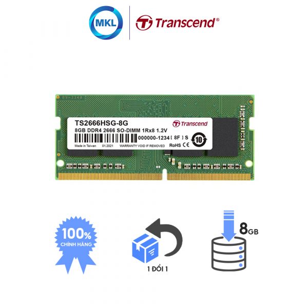 Ram Laptop Transcend TS-RAM DDR4 8GB 2666Mhz SO-DIMM chính hãng