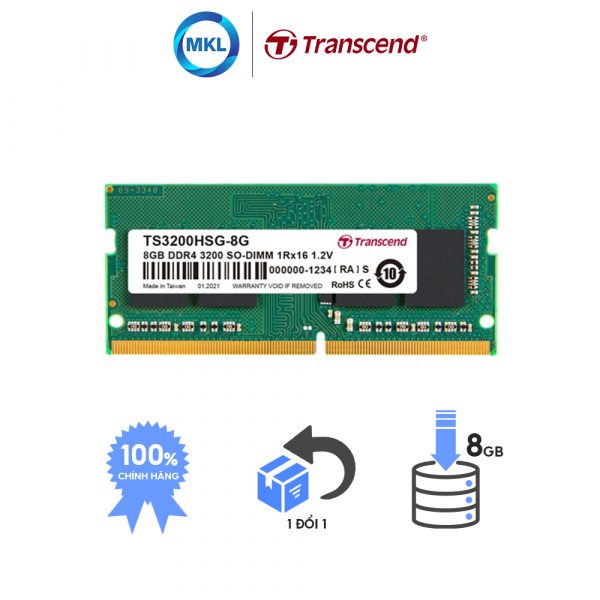 Ram Laptop Transcend TS-RAM DDR4 8GB 3200Mhz SO-DIMM chính hãng