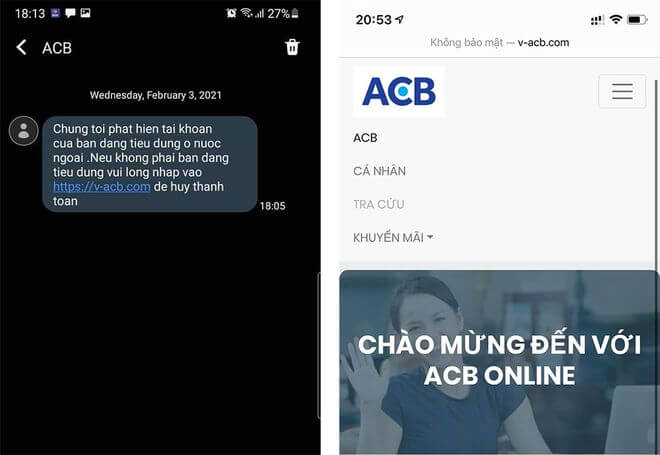 tin nhắn ɡiả mạo ngân hàng
