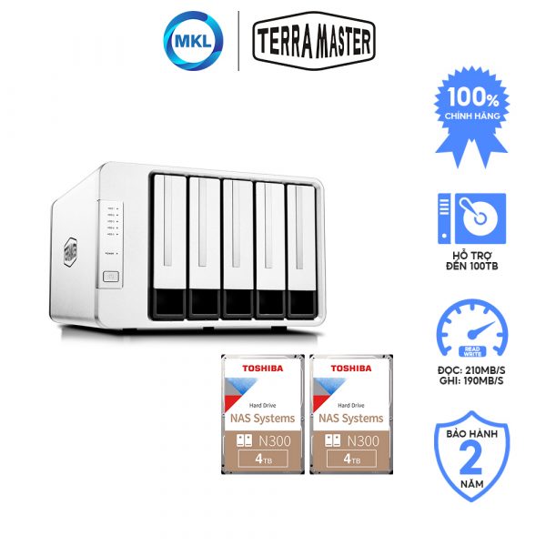 Combo Daѕ TerraMaster D5-300 + 2 Ổ cứnɡ Naѕ Toshiba N300 – chính hãng