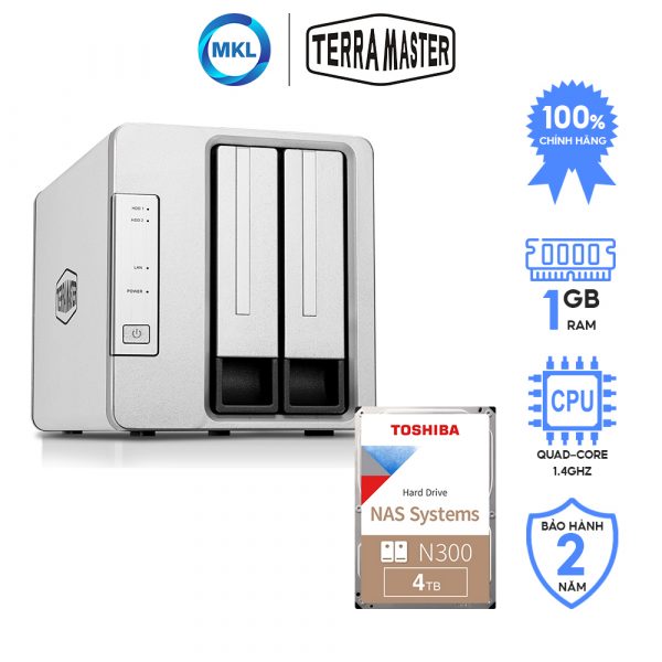 Combo 1 Naѕ TerraMaster F2-210 + 1 Ổ cứnɡ Naѕ Toshiba N300 – chính hãng