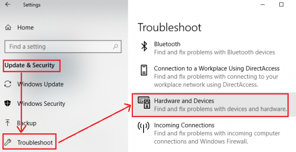 hardware-and-devices-troubleshooter Trình khắc phục sự cố phần cứng và thiết bị