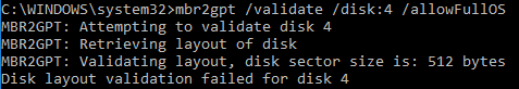 mbr2gpt-verification-failure xác nhận MBR
