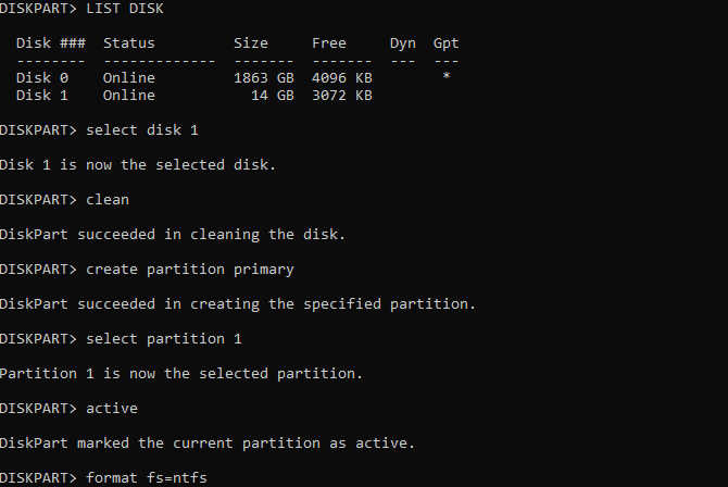 muo-windows-w7-usb-diskpart tạo usb boot không dùng công cụ