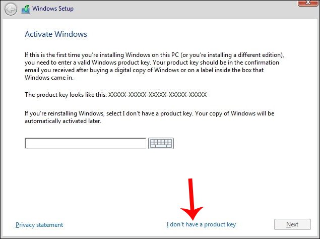 windows-10-cai-dat-key Nhấn skip để bỏ qua key bản quyền