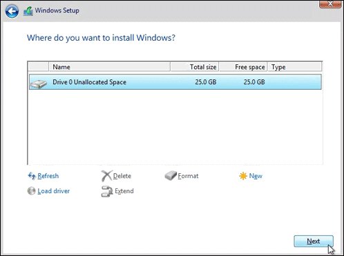 windows-10-cai-dat-o-dia Chọn phân vùng ổ cứng để chạy HĐH