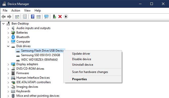 windows-device-manager-disk-drives Kiểm tra Device Manager