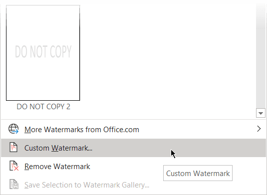 Cách tạo và xóa watermark trong Word 3 tạo và xóa watermark trong Word