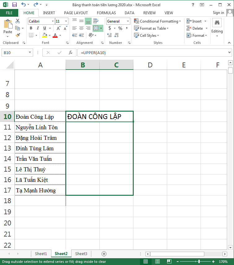 chuyển chữ thường thành chữ hoa trong word excel