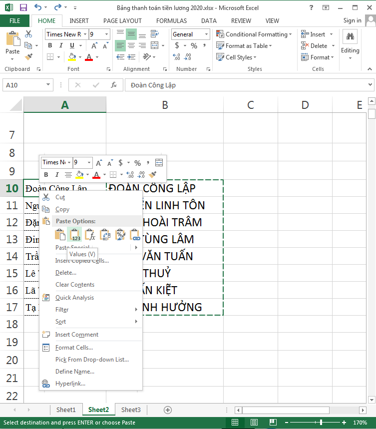 chuyển chữ thường thành chữ hoa trong word excel