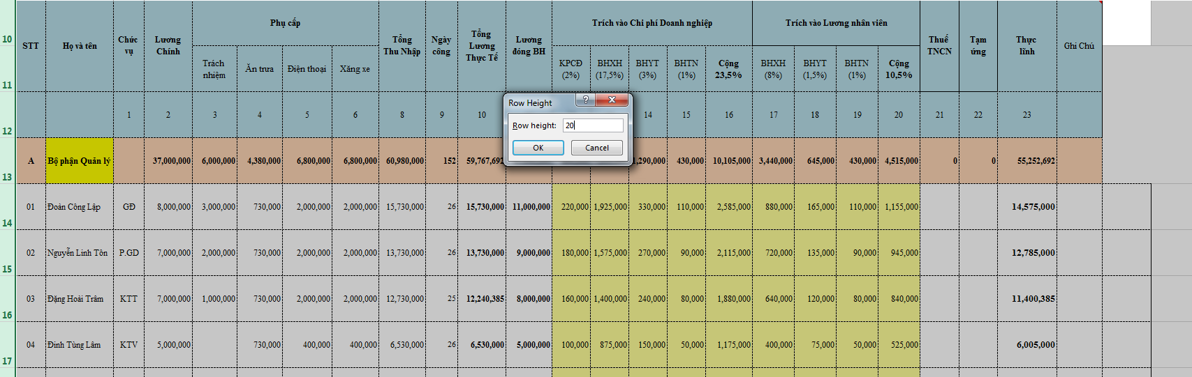 Cách giãn dòng trong Excel