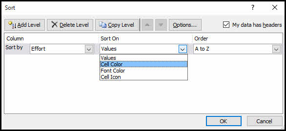 cach-sap-xep-cac-cot-excel-theo-mau-sac3 Excel sẽ lấy các màu từ bảng tính