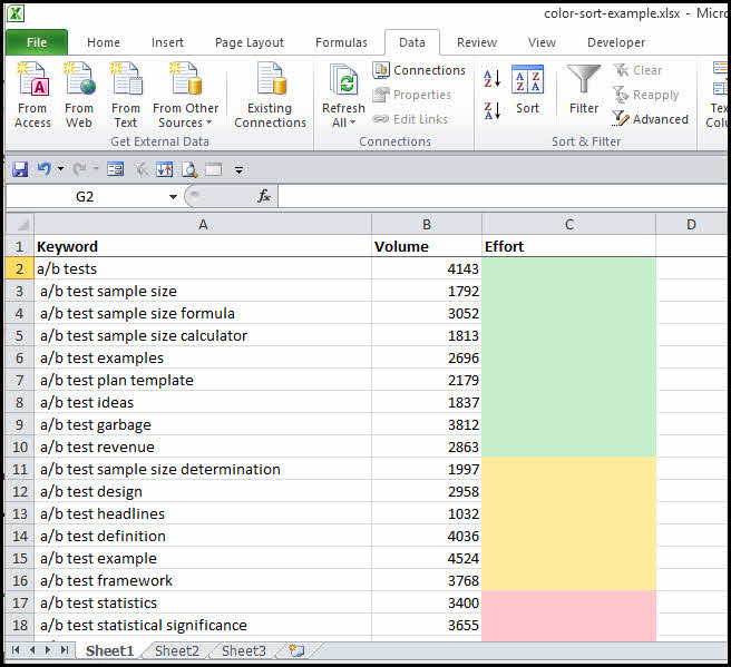 cach-sap-xep-cac-cot-excel-theo-mau-sac5 danh sách được sắp xếp theo màu