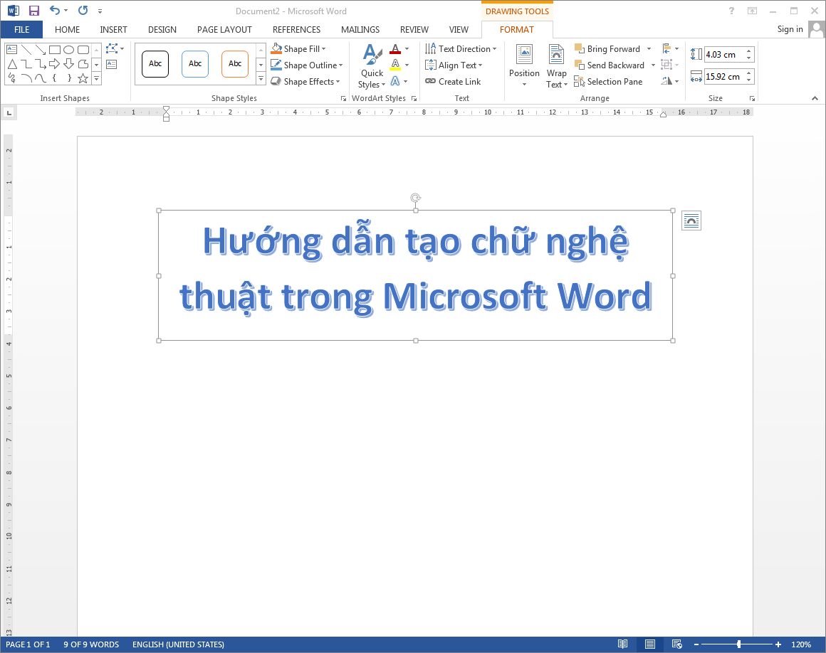 Hướng dẫn cách tạo chữ nghệ thuật trong Word đơn giản nhất 2 tạo chữ nghệ thuật trong Word