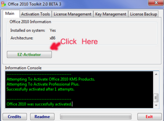 Crack Office 2010 thành công qua 3 bước đơn giản 1 Hướng dẫn Crack Office 2010 đơn giản bằng Toolkit